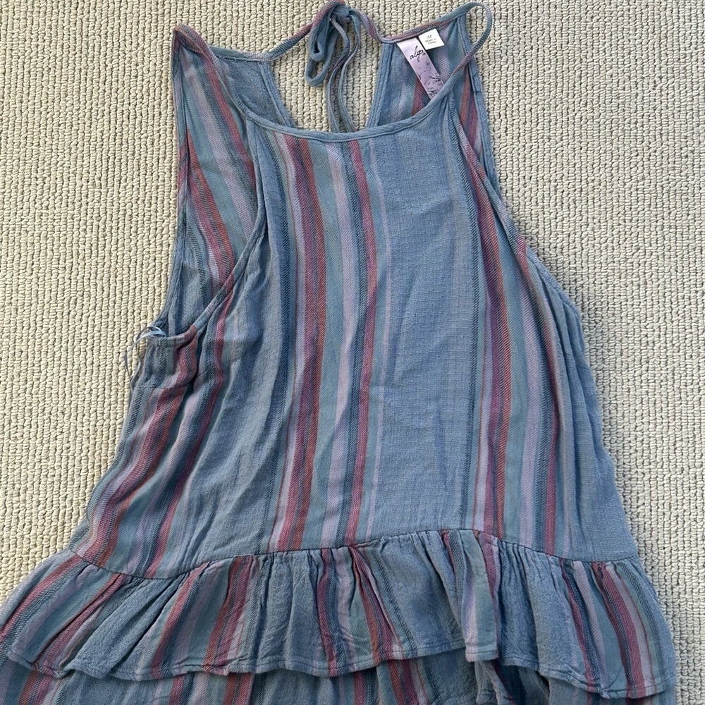 🌿Alya Striped Sleeveless Top with Ruffle Hem, size M🌿